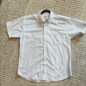 Men's Coastal Cotton White/Blue Patterned Shirt